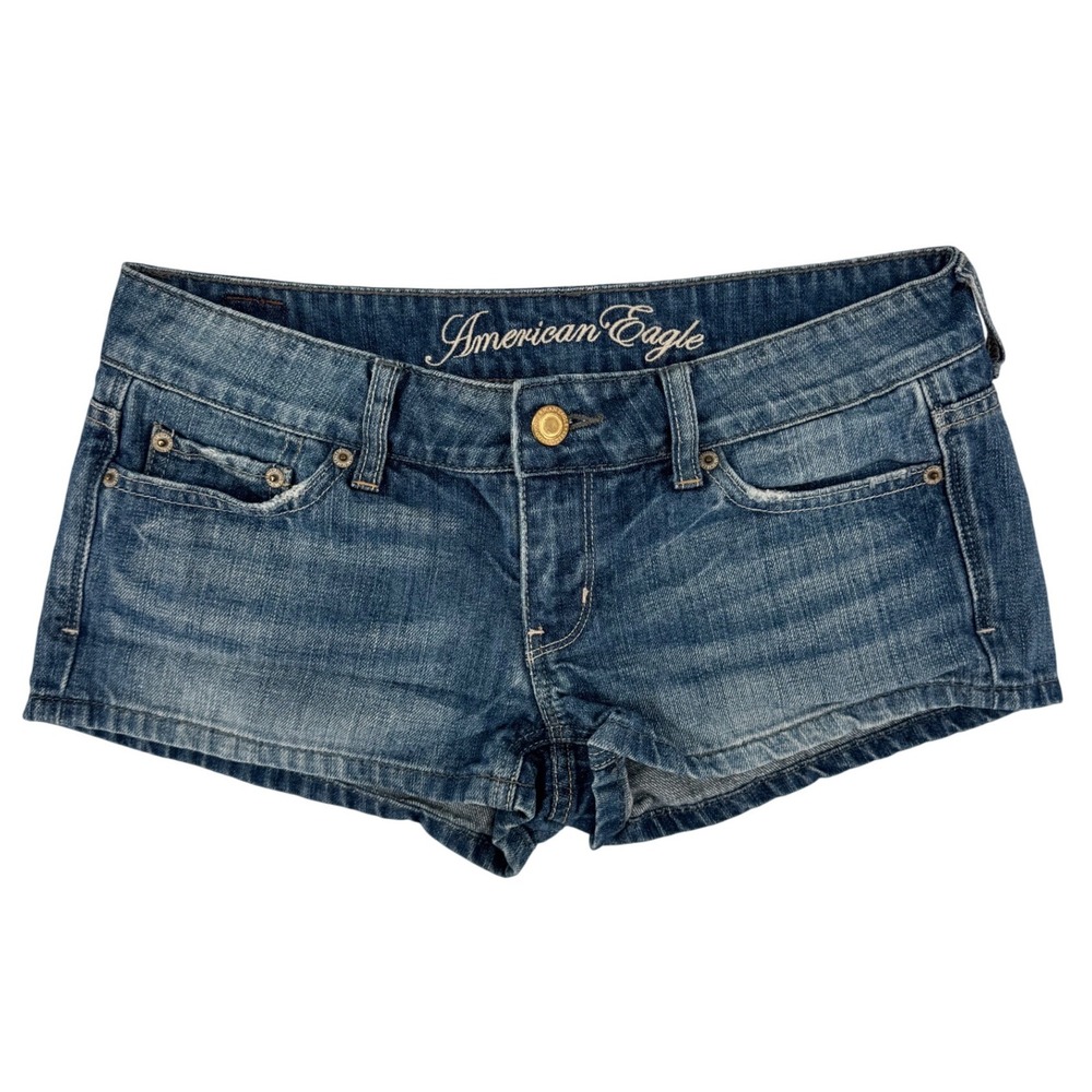 American Eagle Womens Medium Wash Low Rise Denim Shorts Size 4 100% Cotton